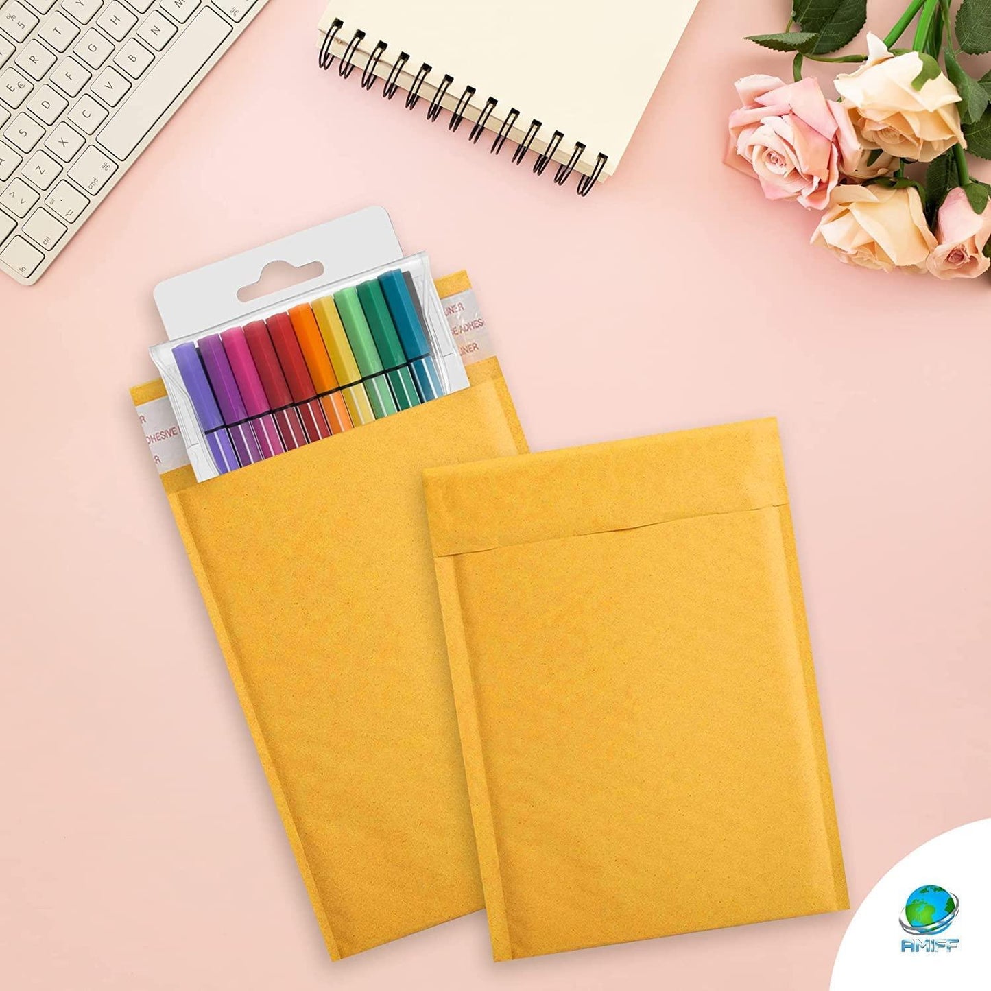 Kraft Bubble Mailer 7.25 x 11 Inch Pack of 25 Yellow Kraft Bubble